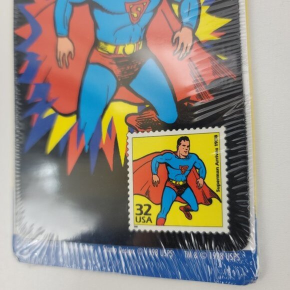 Vtg 1998 Superman Stamp Collectible Retro Magnetic Greeting Card USPS DC Comics - Picture 5 of 8